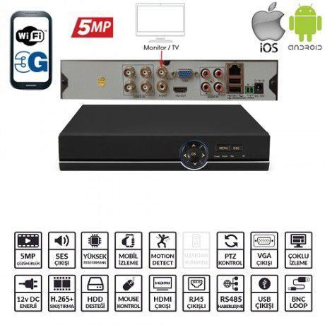 EZCOOL EZ-8504AHD 4KANAL 4SES 5MP 1HDD AHD XVR