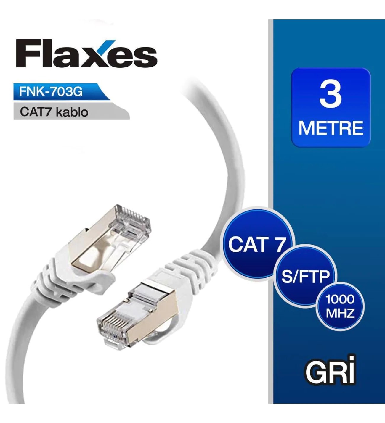 FLAXES FNK-703G CAT7 3M S/FTP PATCH KABLO GRI