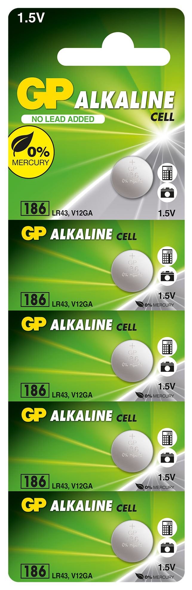 GP GP186-C5 LR43 ALKALIN DUGME PIL 5'LI PAKET