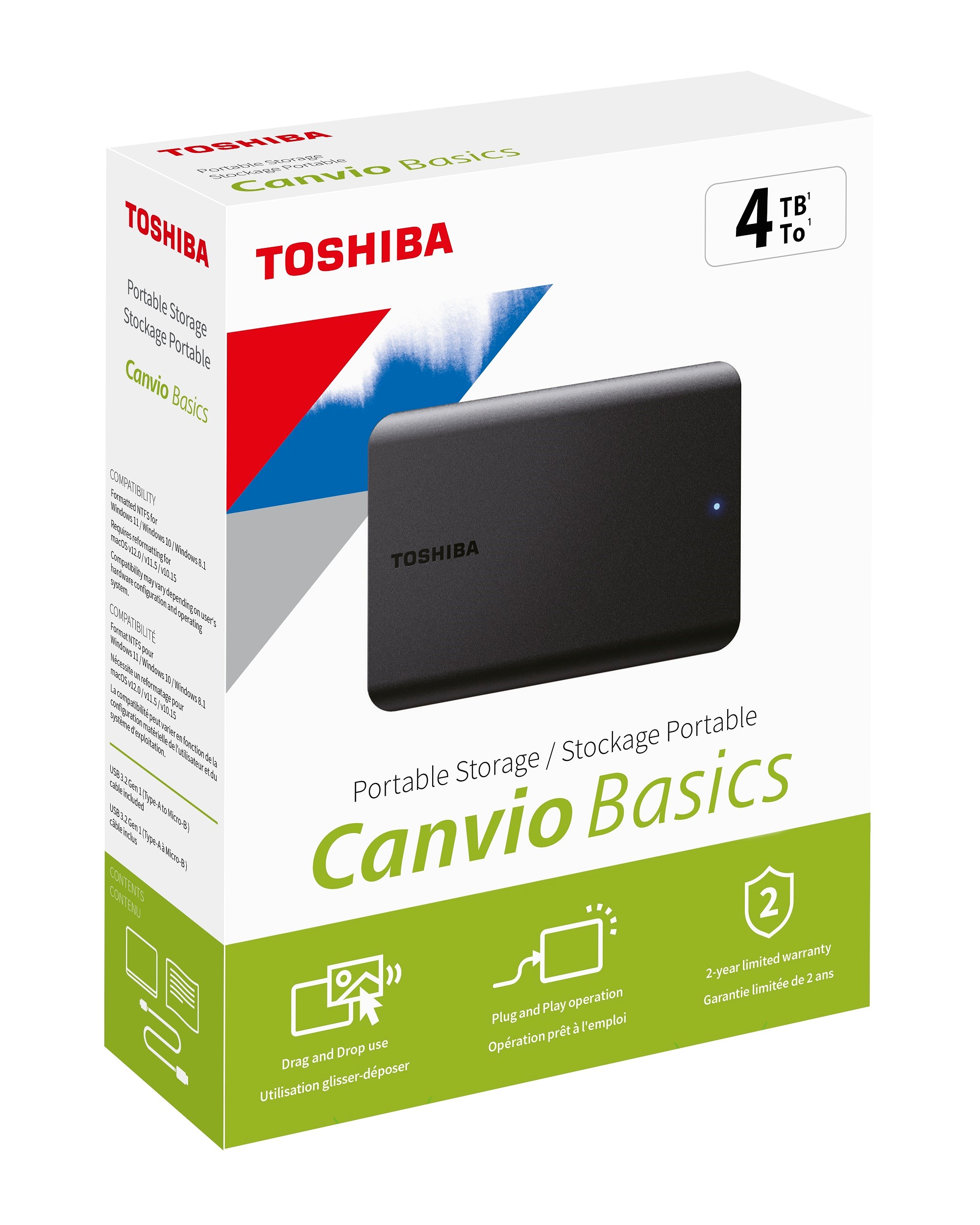 TOSHIBA 4TB CANVIO BASIC 2.5" GEN1 SIYAH HDTB540EK3CA HARICI HARDDISK -YENI-