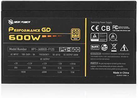 HP1-J600GD-F12S HIGH POWER 600W 80 PLUS GOLD POWER SUPPLEY