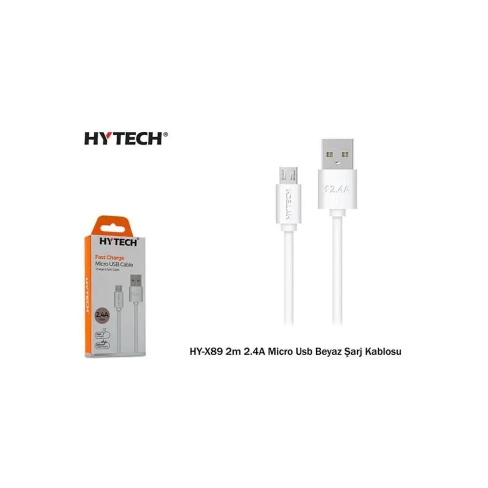 HYTECH HY-X89 2M 2.4A MICRO USB BEYAZ SARJ KABLOSU