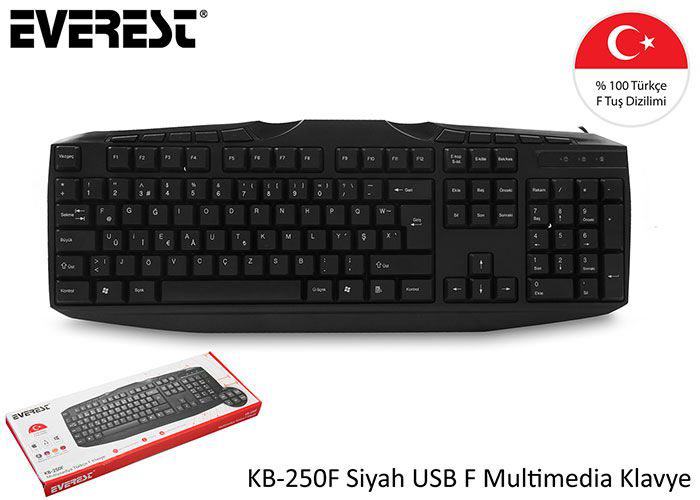 EVEREST KB-250F SIYAH USB F MULTIMEDIA KLAVYE