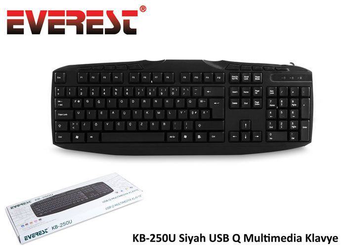 EVEREST KB-250U USB SIYAH USB Q MULTIMEDIA KABLOLU KLAVYE