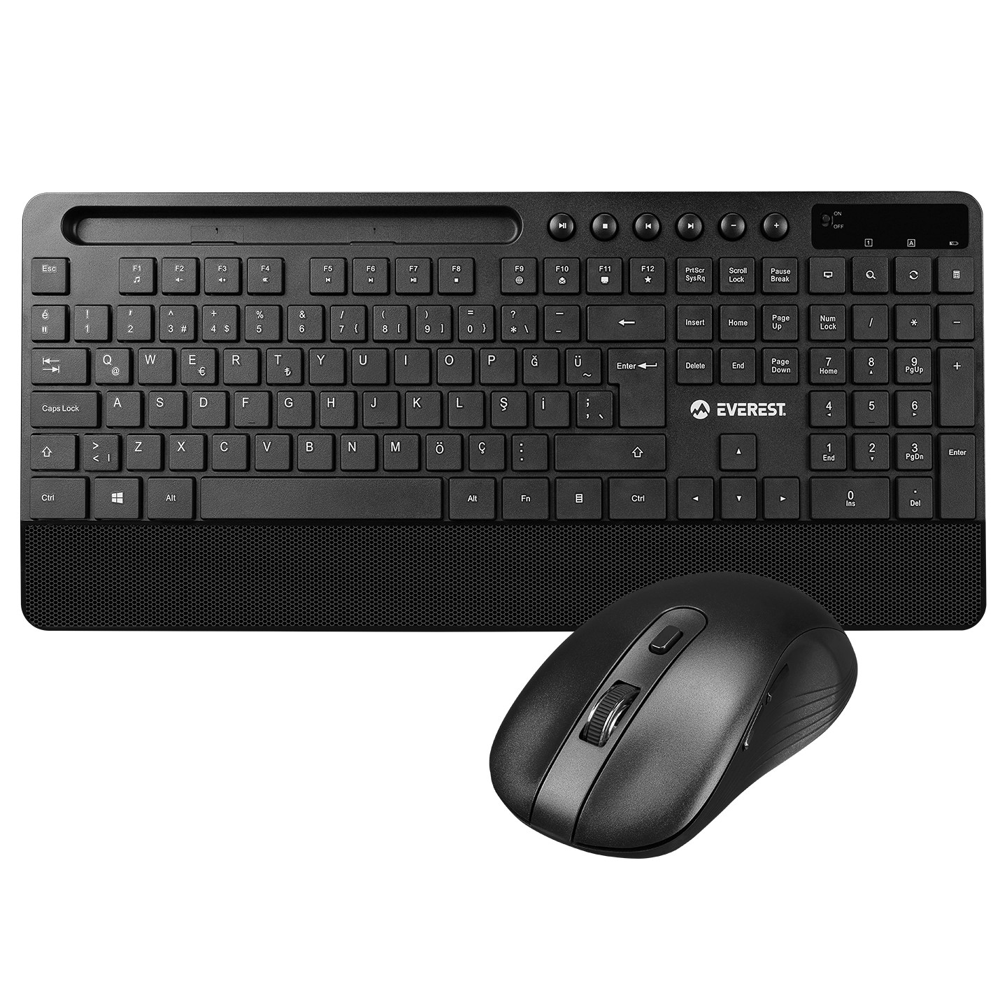 EVEREST KM-9676 SIYAH KABLOSUZ 800-1200-1600 DPI Q STANDART KLAVYE + MOUSE SET