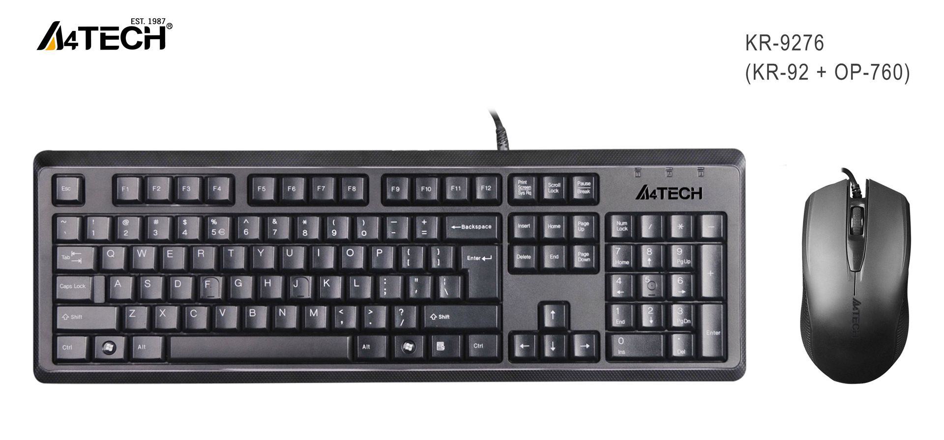 A4 TECH KR-9276 KABLOLU Q KLAVYE MOUSE SET SIYAH