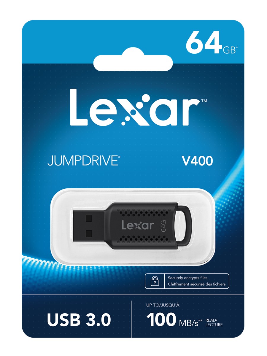 LEXAR 64GB LJDV400064G-BNBNG JUMPDRIVE V400 USB 3.0 FLASH DRIVE 100MB/S READ