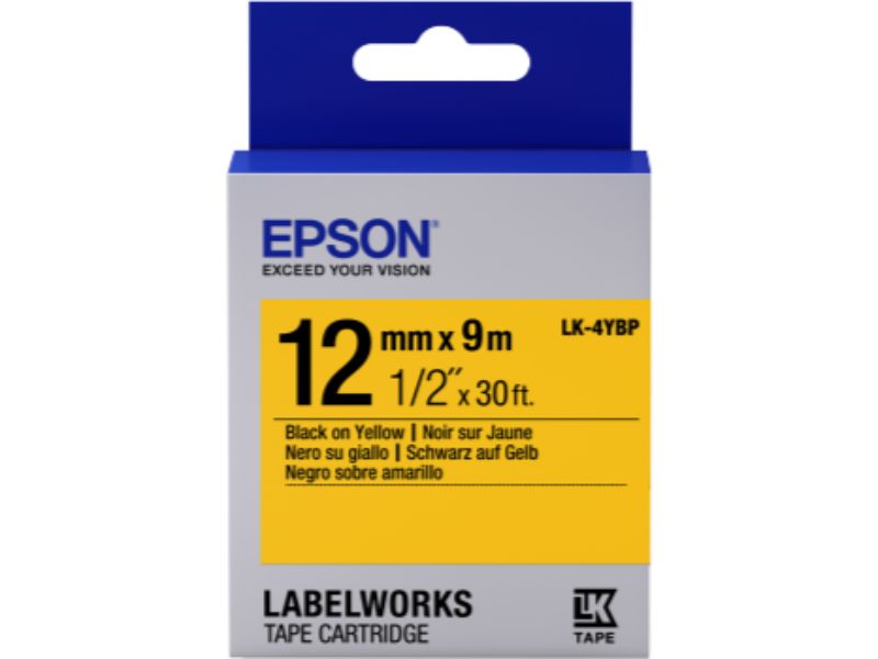 EPSON LK-4YBP PASTEL SARI UZERI SIYAH 12MM 9METRE