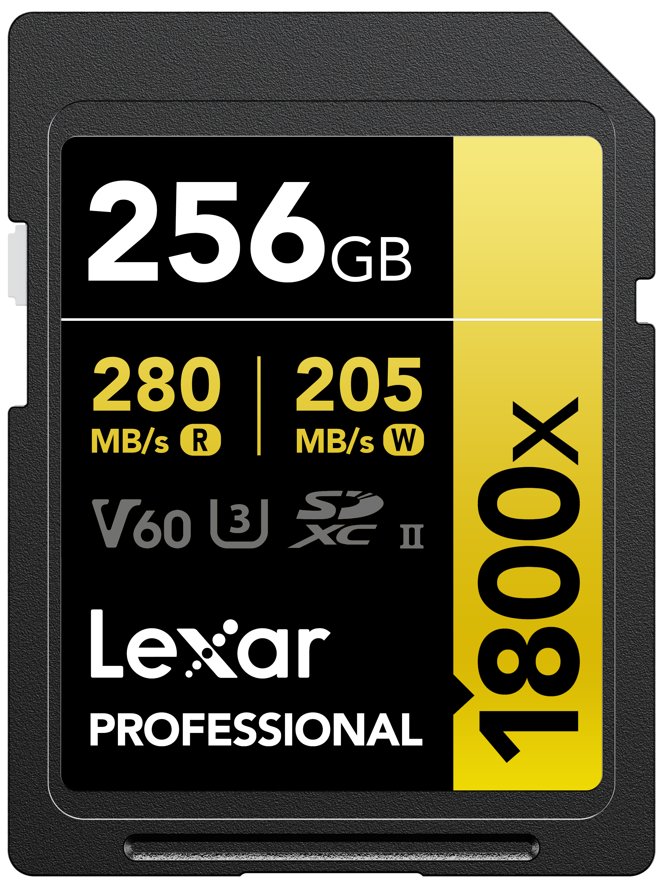 LEXAR 256GB LSD1800256G-BNNNG SD PROFESSIONAL 1800X SDXC UHS-II CARDS UP TO 280MB/S READ 210MB/S WRITE C10 V60 U3