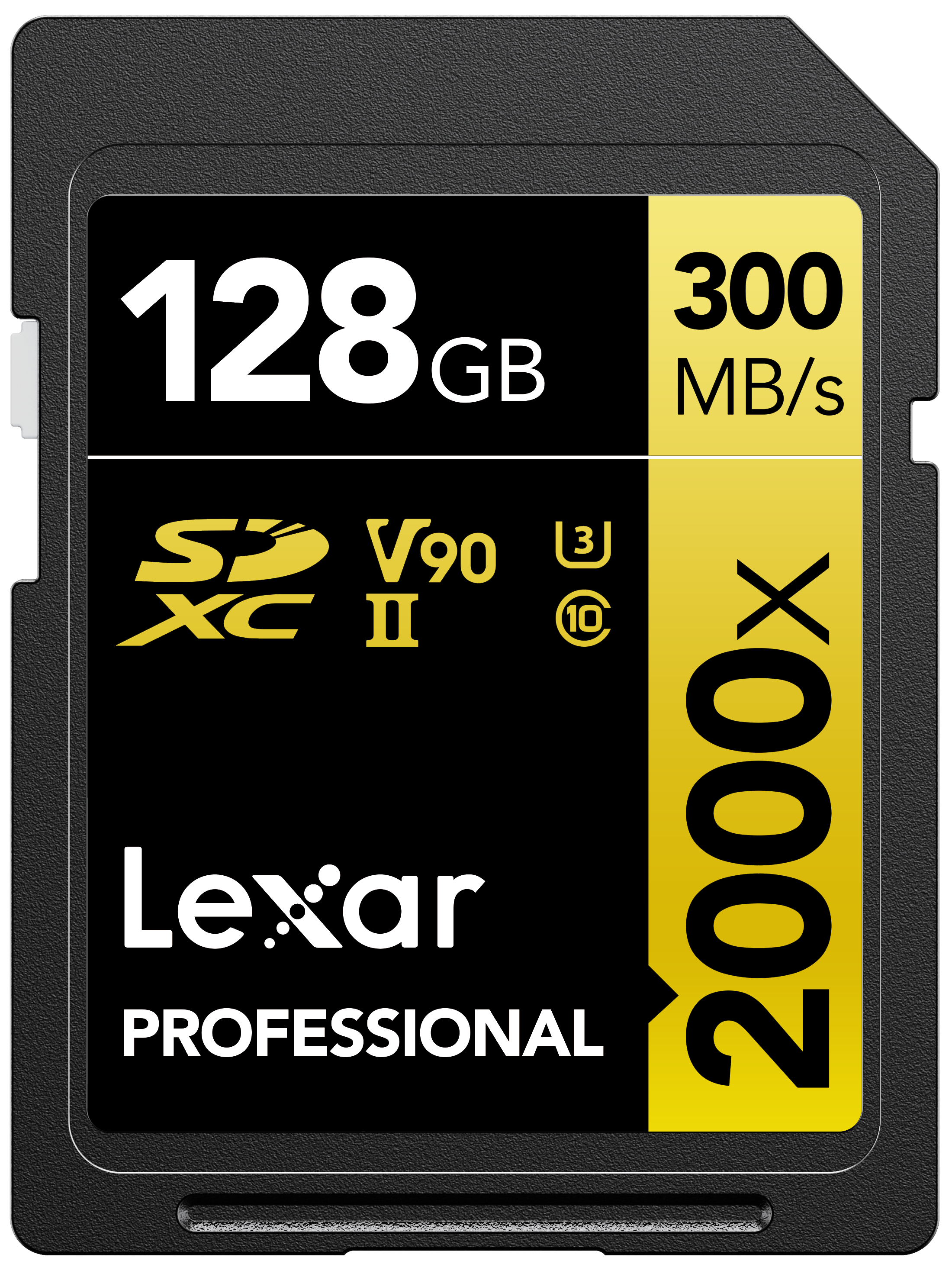 LEXAR 128GB LSD2000128G-BNNNG SD PROFESSIONAL 2000X SDXC UHS-II CARDS UP TO 300MB/S READ 260MB/S WRITE C10 V90 U3