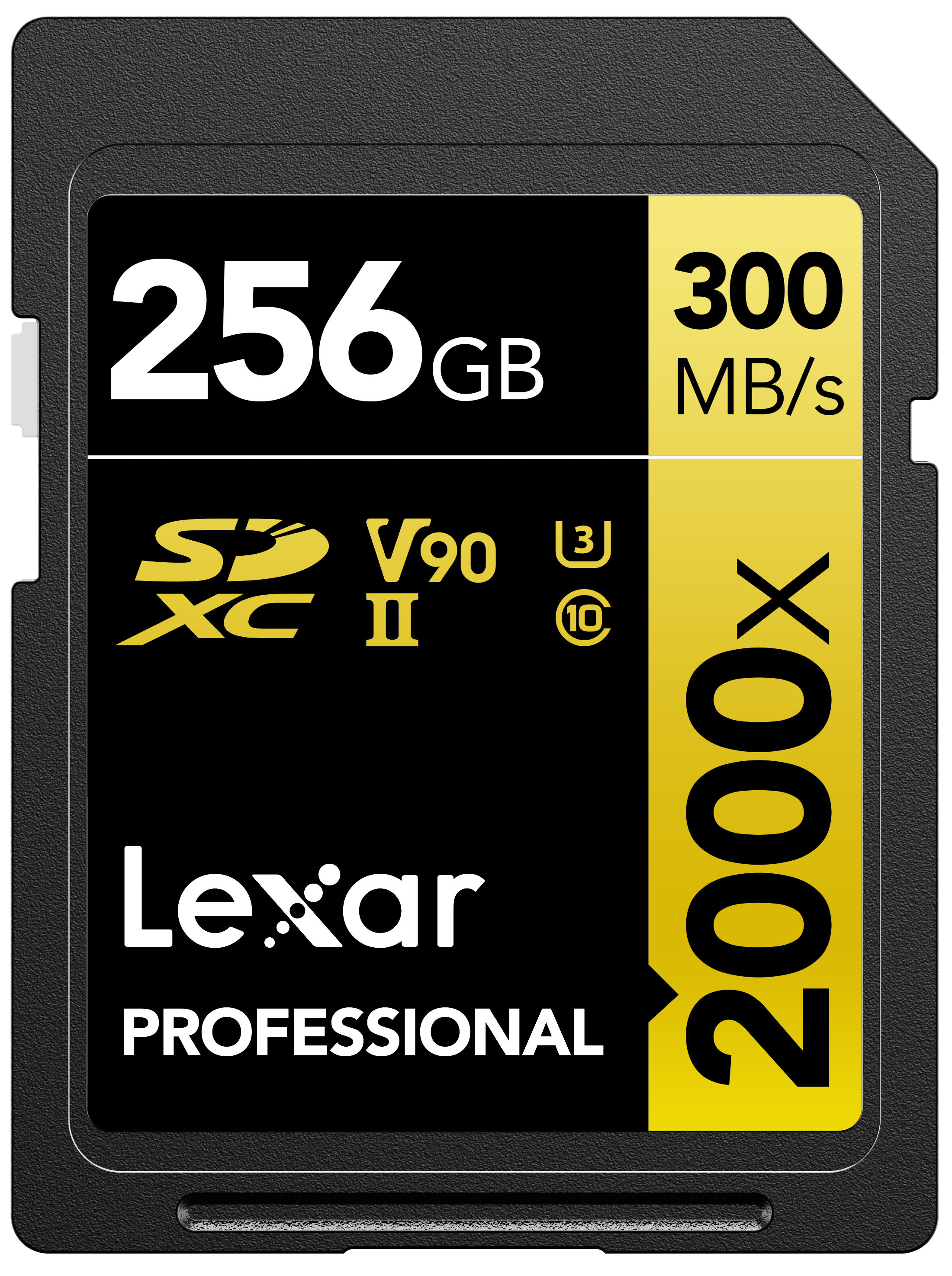 LEXAR 256GB LSD2000256G-BNNNG SD PROFESSIONAL 2000X SDXC UHS-II CARDS UP TO 300MB/S READ 260MB/S WRITE C10 V90 U3