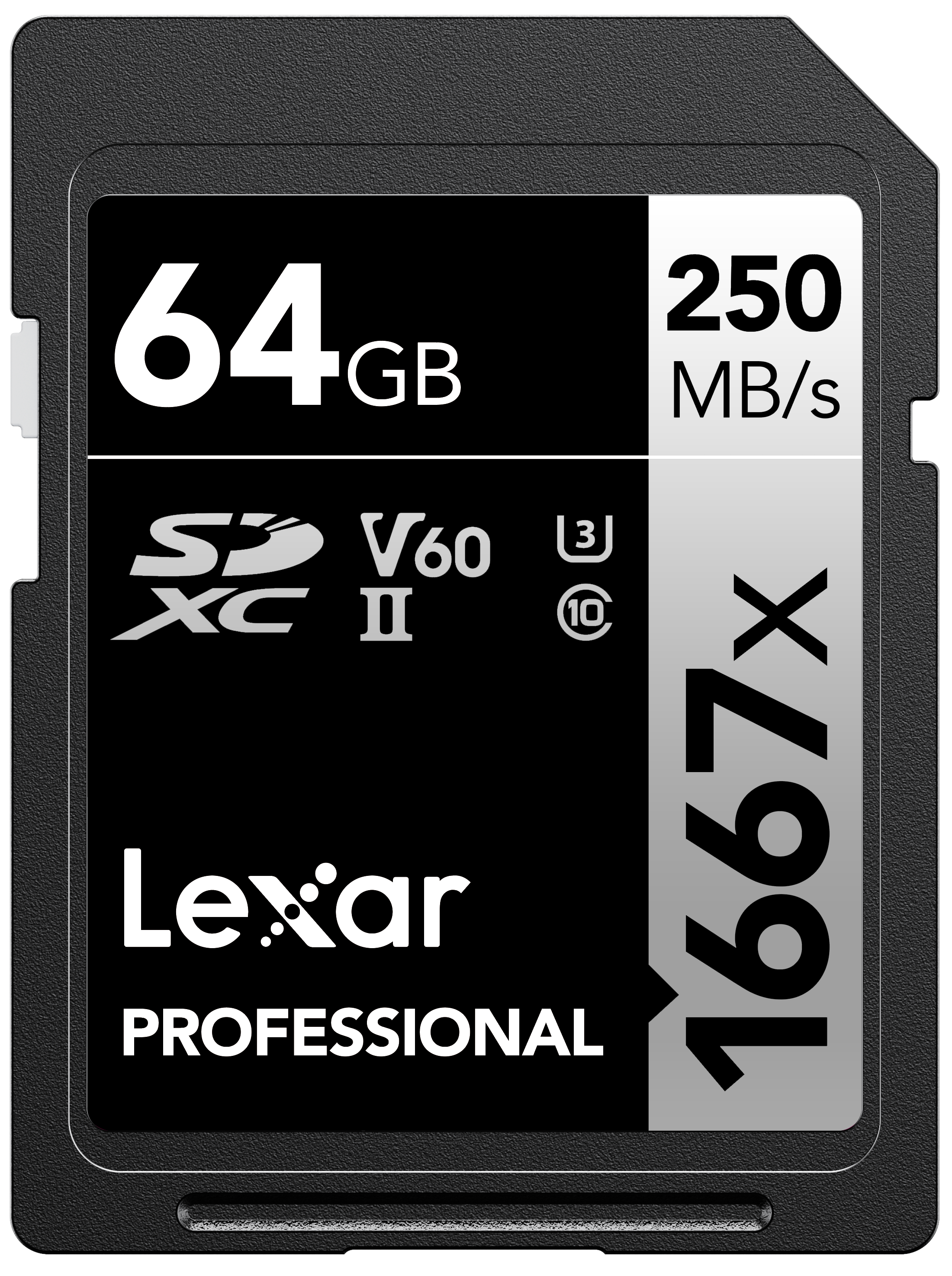 LEXAR 64GB LSD64GCB1667 SD PROFESSIONAL 1667X SDXC UHS-II CARDS UP TO 250MB/S READ 120MB/S WRITE C10 V60 U3