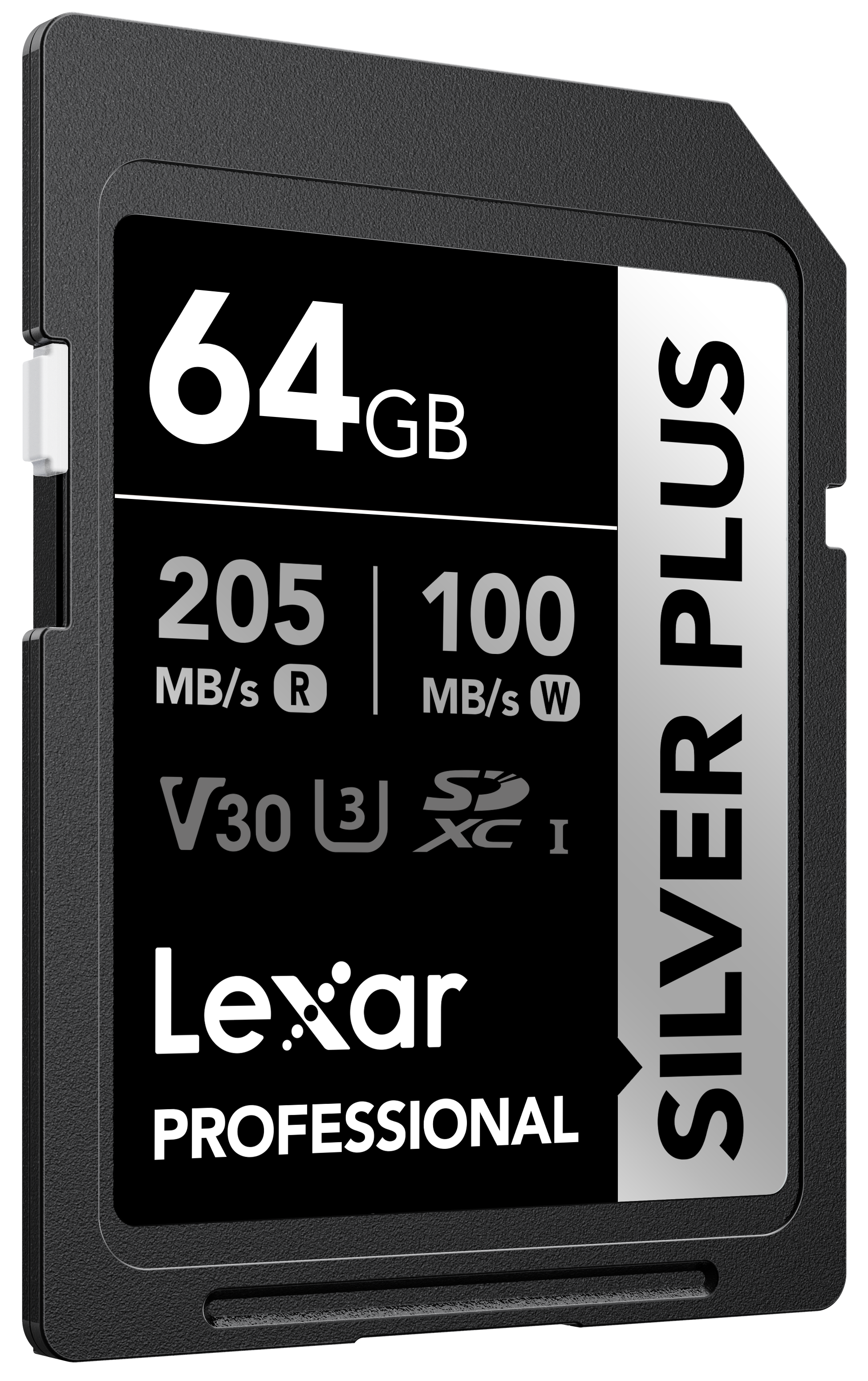 LEXAR LSDSIPL064G-BNNNG SD PROFESSIONAL SILVER PLUS SDXC UHS-I CARDS UP TO 205MB/S READ 100MB/S WRITE C10 V30 U3