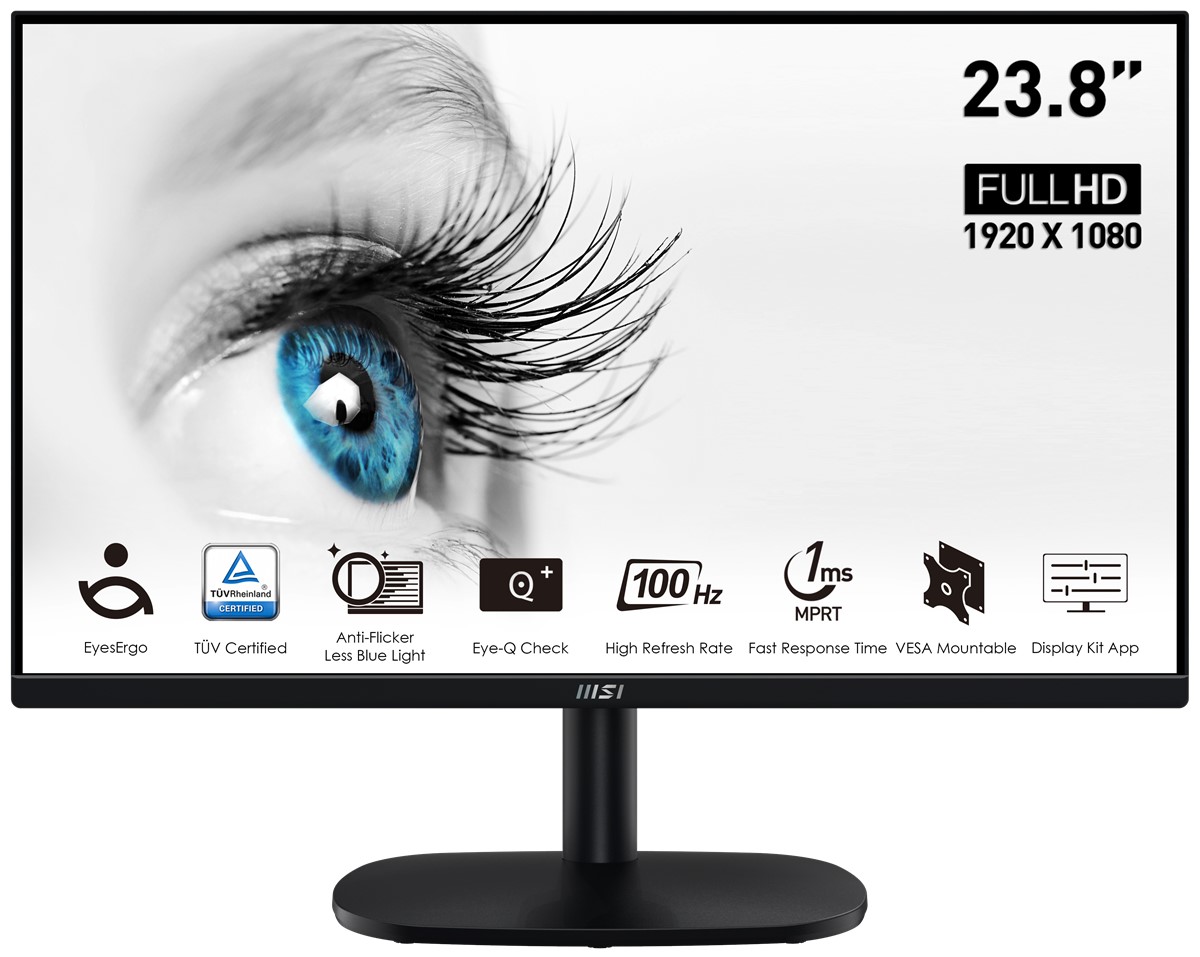 MSI 23.8 PRO MP245V 1920x1080 (FHD) 16:9 FLAT VA 100HZ 1MS ADAPTIVE-SYNC MONITOR