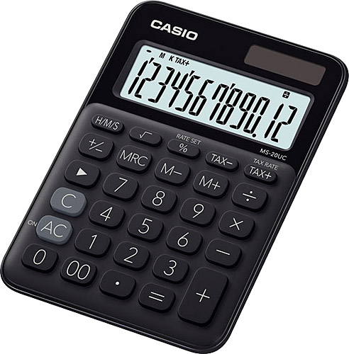 CASIO MS-20UC-BK 12 HANE SIYAH MASA USTU HESAP MAKINESI