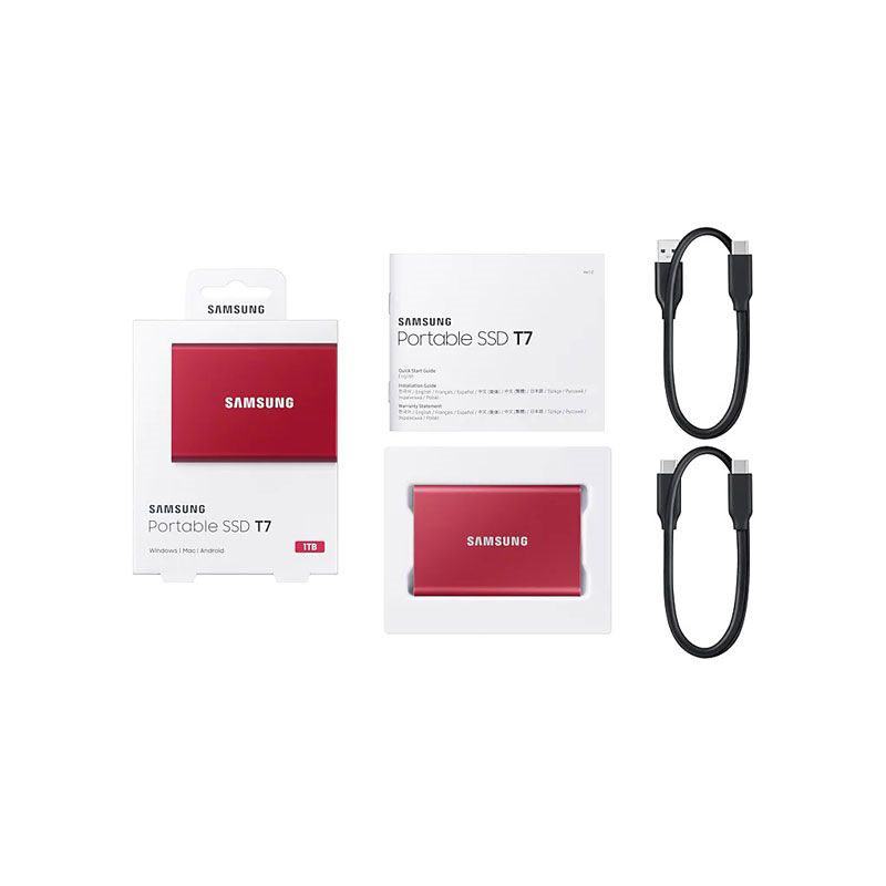 MU-PC1T0R-WW SAMSUNG T7 1TB RED SSD HARICI HARDDISK