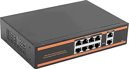 NOVA ND1PG0822 8 PORT POE+ 10-100 MBPS 2 PORT 10-100-1000 MBPS UPLINK  2 PORT SFP SWITCH 150W