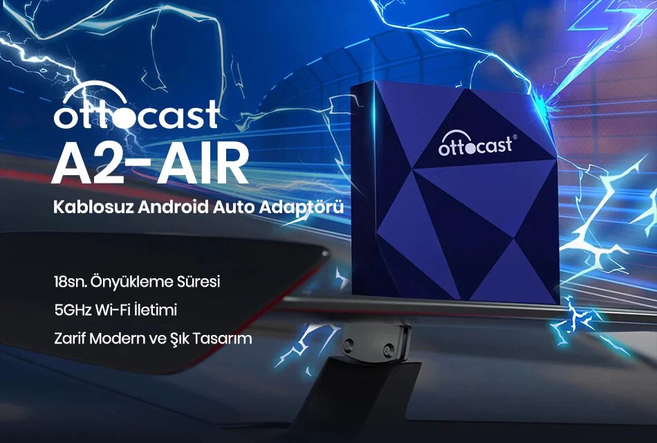 OTTOCAST OT-A2AIR A2 AIR WIRELESS ANDROID AUTO KABLOSUZ ARAC INTERFACE BLUETOOTH, WI-FI