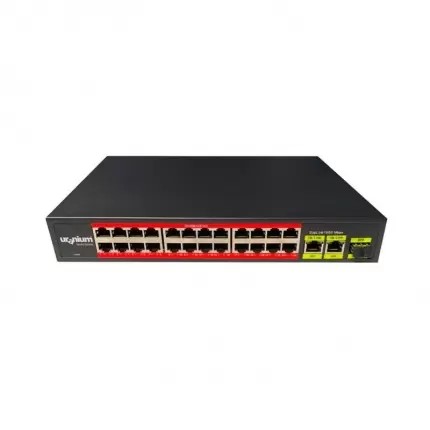 URANIUM POE-2421SFP-300W 24X10/100+2X GIGABIT UPLINK +1XSFP 250 METRE POE COMBO RACK TIPI SWITCH 