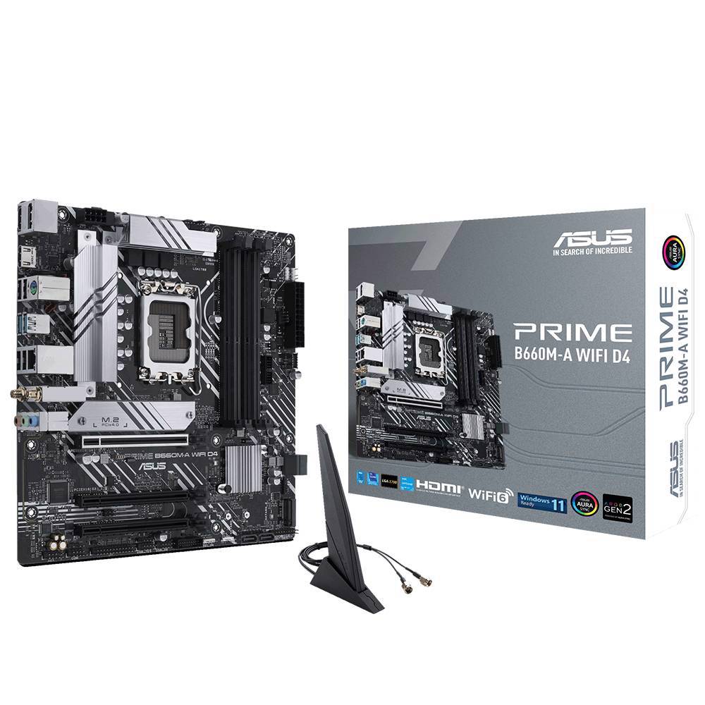 ASUS PRIME B660M-A D4 INTEL B660 LGA1700 DDR4 5333 DP HDMI ÇİFT M2 USB3.2 AURA RGB MATX 128GB KADAR RAM DESTEĞİ ASUS 5X PROTECTION III