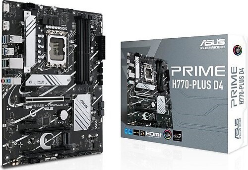 ASUS MB PRIME H770-PLUS D4 INTEL H770 LGA1700 DDR4 5066 DP HDMI 3X M2 USB3.2 AURA RGB 2.5GBIT LAN ATX ASUS 5X PROTECTION III, ARMOURY CRATE, AI SUITE 3