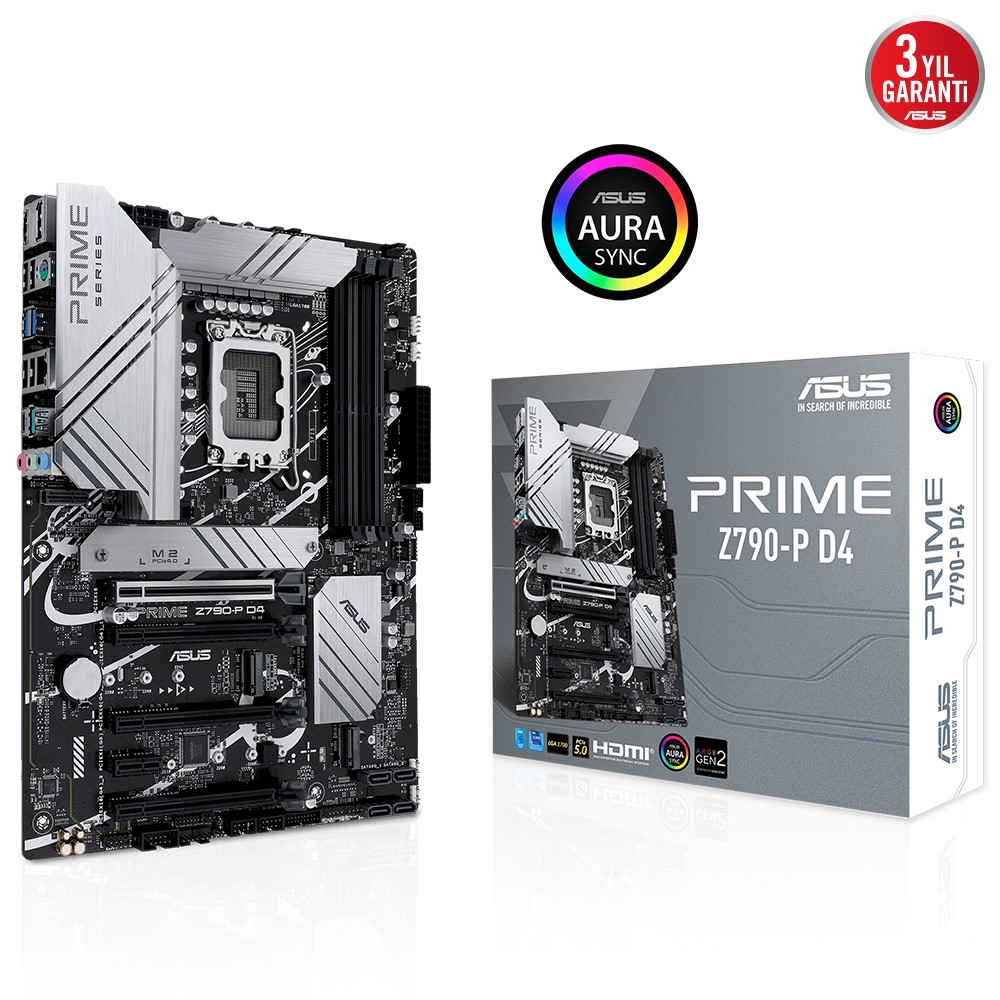 ASUS PRIME Z790-P D4 INTEL Z790 LGA1700 DDR4 5333 DP HDMI 3X M2 USB3.2 AURA RGB 2.5GBİT LAN ATX ASUS 5X PROTECTION III ARMOURY CRATE AI SUİTE 3