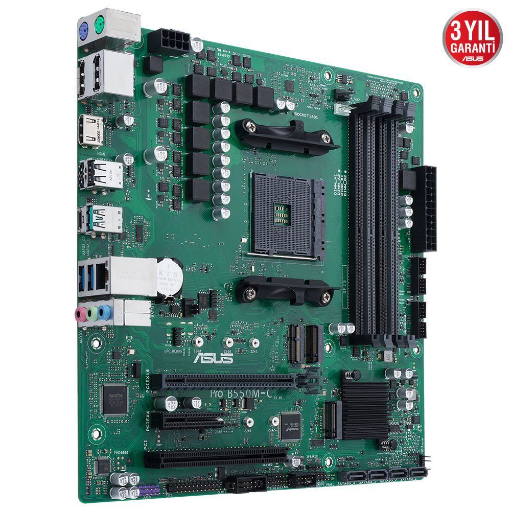 ASUS PRO B550M-C CSM AMD B550 AM4 DDR4 4800 2XDP HDMI CIFT M2 USB3.2 PCI TPM MATX PCIE 4.0 128GB’A KADAR RAM DESTEGI ASUS CONTROL CENTER EXPRESS HEDIYELI!