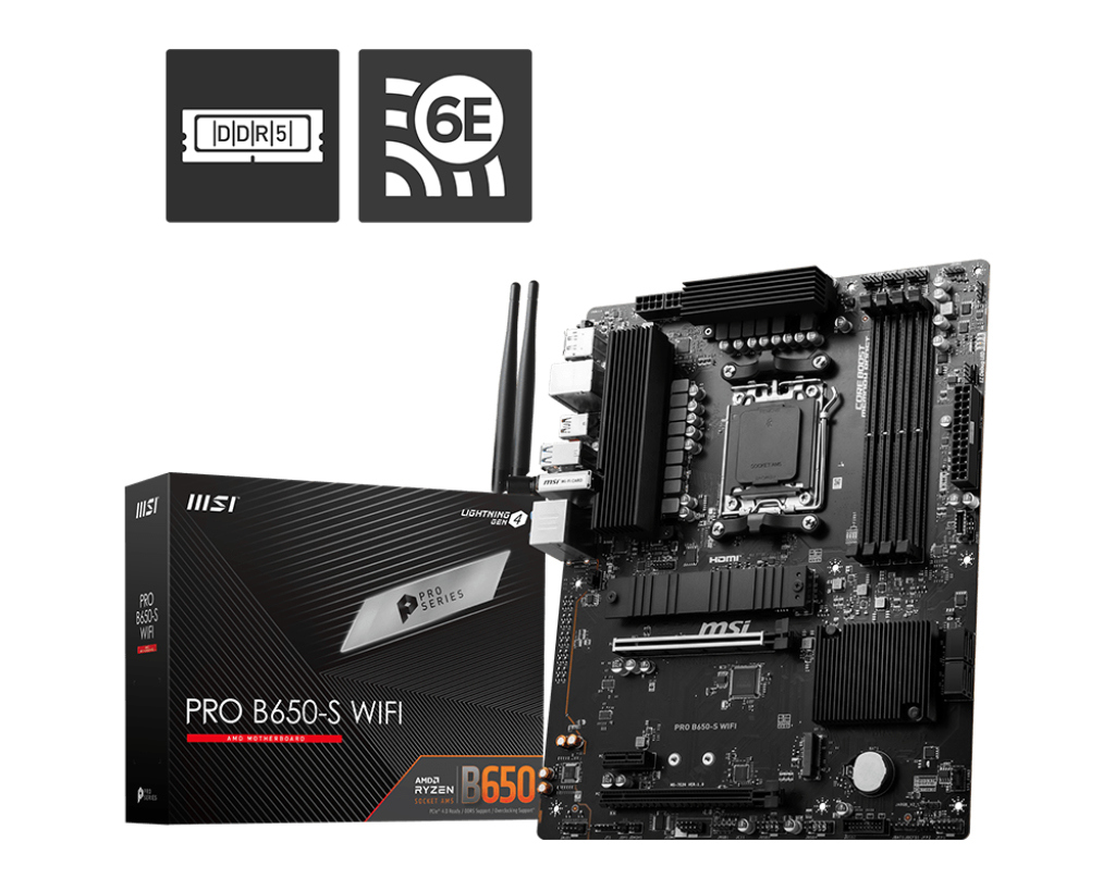 MSI PRO B650-S WIFI AM5 DDR5 7200MHZ(OC) HDMI DP M.2 USB3.2 2.5G LAN WI-FI 6E ATX