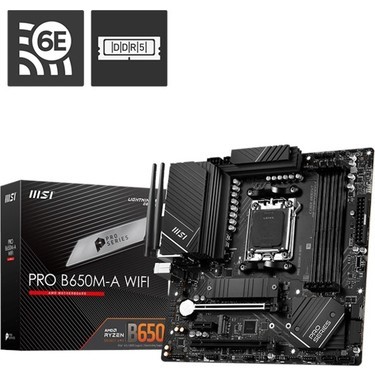 MSI MB PRO B650M-A WIFI AM5 DDR5 6400MHZ(OC) HDMI DP M.2 USB3.2 2.5G LAN WIFI 6E MATX ANAKART