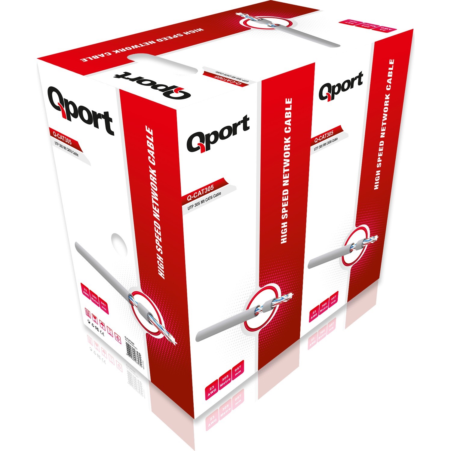 QPORT 305M CAT6 UTP GRI NETWORK KABLO (Q-CAT6)