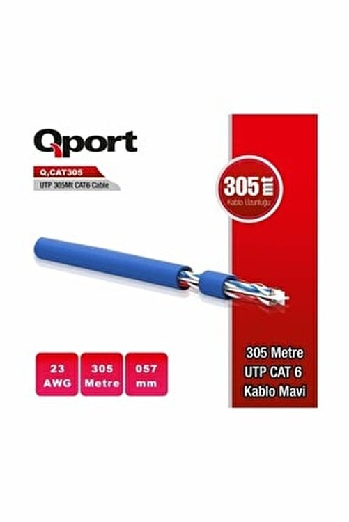 QPORT 305M CAT6 UTP MAVI NETWORK KABLO (Q-CAT6M)