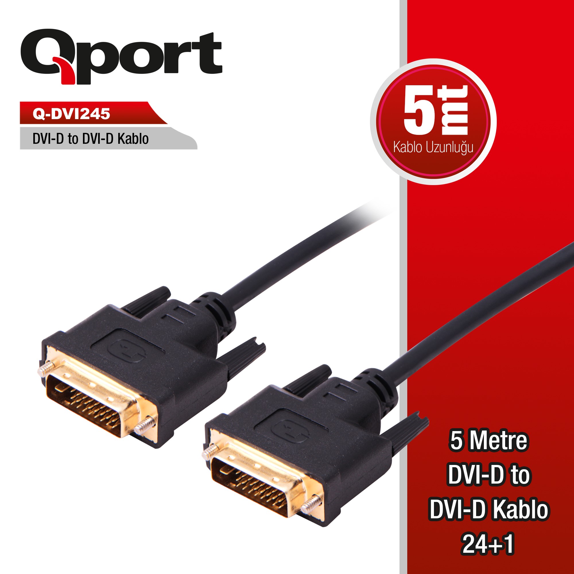 QPORT (Q-DVI245) DVI-D 5 METRE KABLO