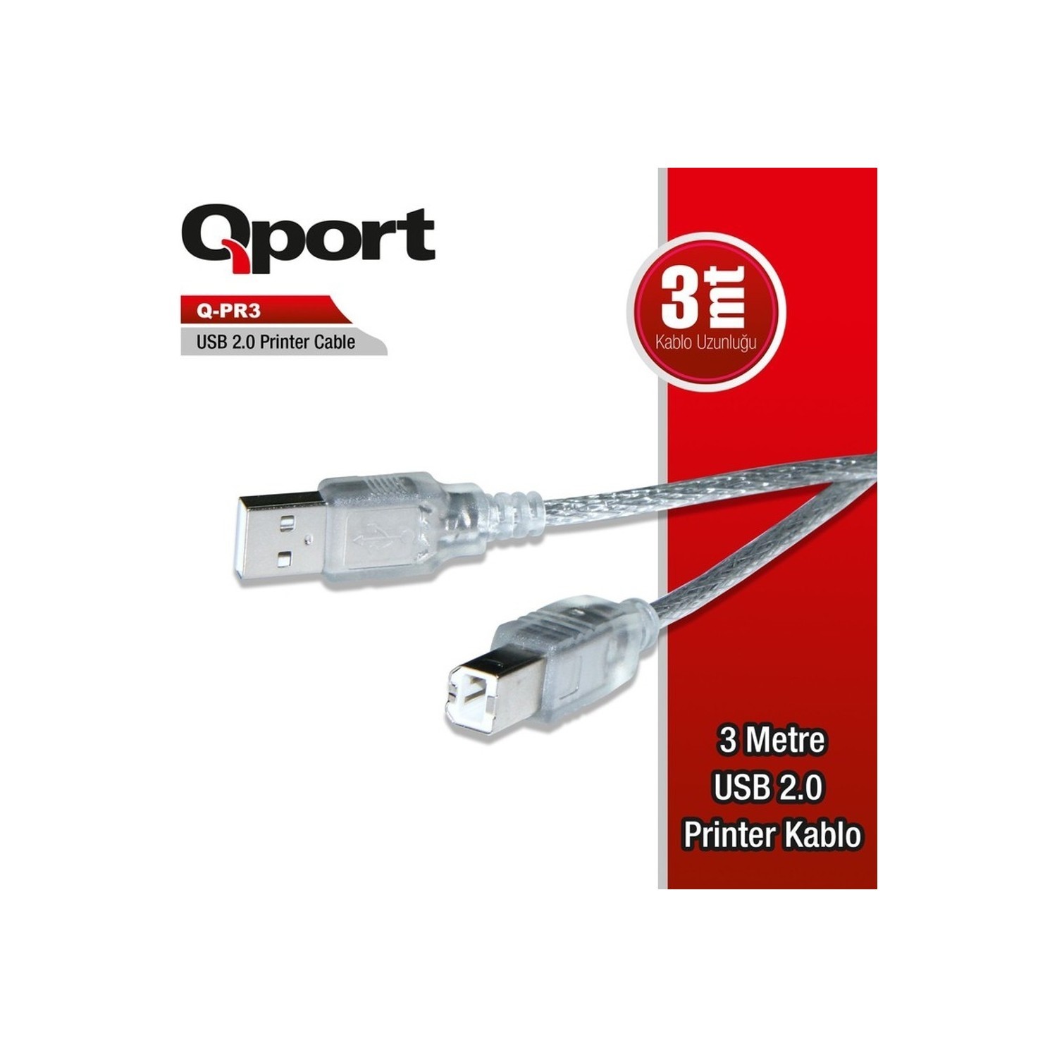 QPORT USB2.0 3M YAZICI KABLOSU (Q-PR3)...