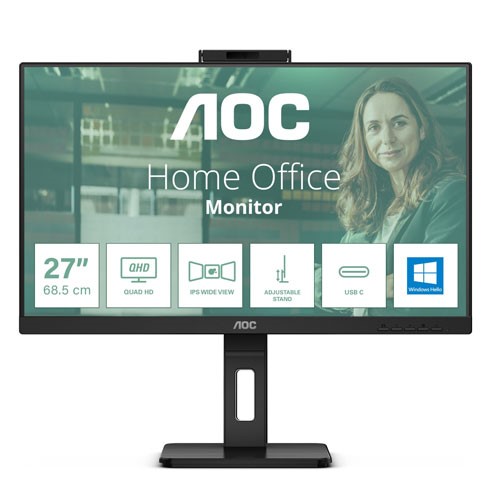AOC 27” Q27P3QW 4MS 75HZ IPS 2K DP WBCAM