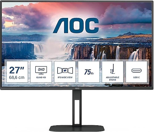 AOC 27" Q27V5C-BK 1MS 75HZ 2K DP USBC