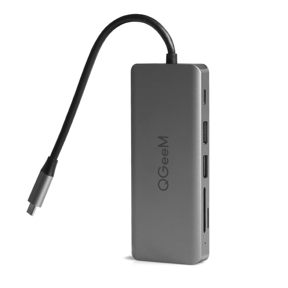 QGEEM QG-UH09 USB 3.0 TYPE C 9IN1 2XHDMI-VGA-TF SD KART OKUYUCU-USB 3.0-USB 2.0 HUB