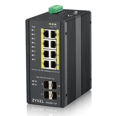 ZYXEL RGS200-12P 8X10-100-1000+4 SFP YONETILEBILIR POE ENDUSTRIYEL SWITCH