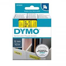 DYMO S0720500 D1 YEDEK SERIT, 12 MM X 7 MT, SEFFAF- SIYAH (45010)