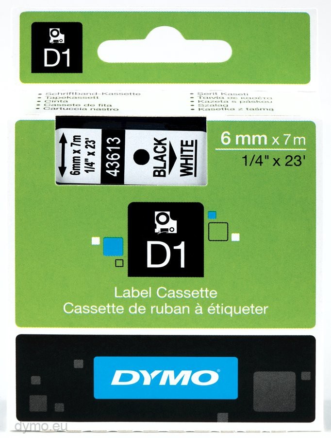 DYMO S0720790 D1 YEDEK SERIT, 6 MM X 7 MT, SARI- SIYAH (43618)