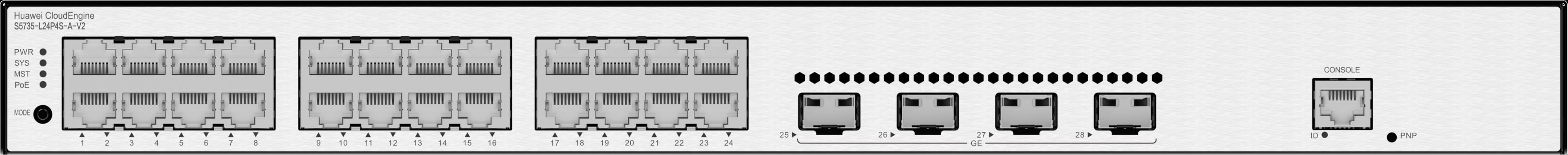 HUAWEI S5735-L24P4S-A-V2 S5735-L24P4S-A-V2 24 10/100/1000BASE-T PORTS 4 GE SFP PORTS POE AC POWER