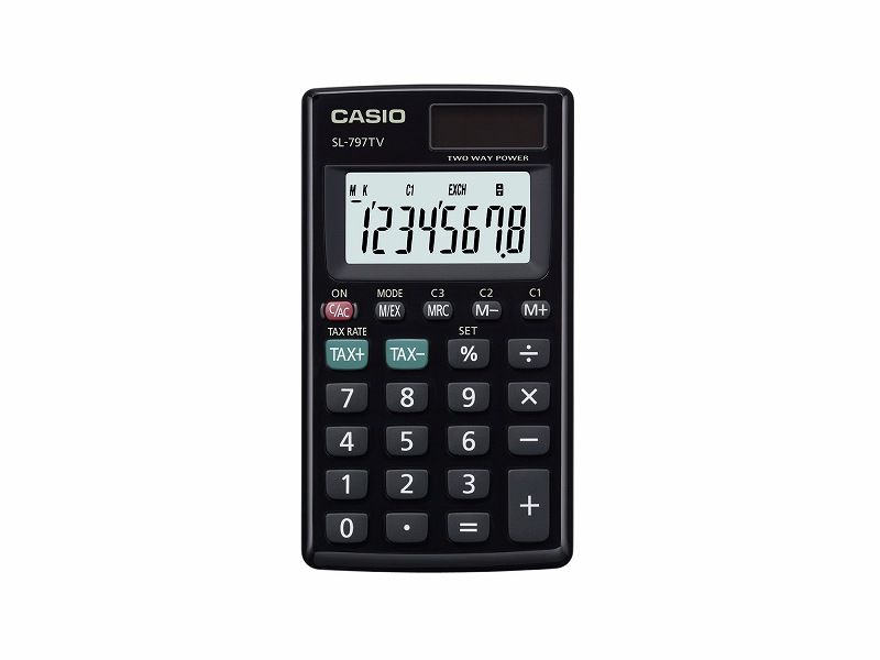 CASIO SL-797TV-BK 8 HANE SIYAH CEP TIPI HESAP MAKINESI