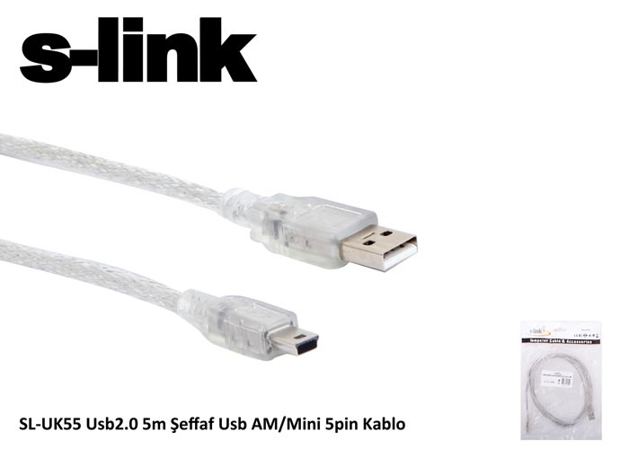 S-LINK SL-UK55 MINI 5P TO 5MT USB KAMERA KABLOSU