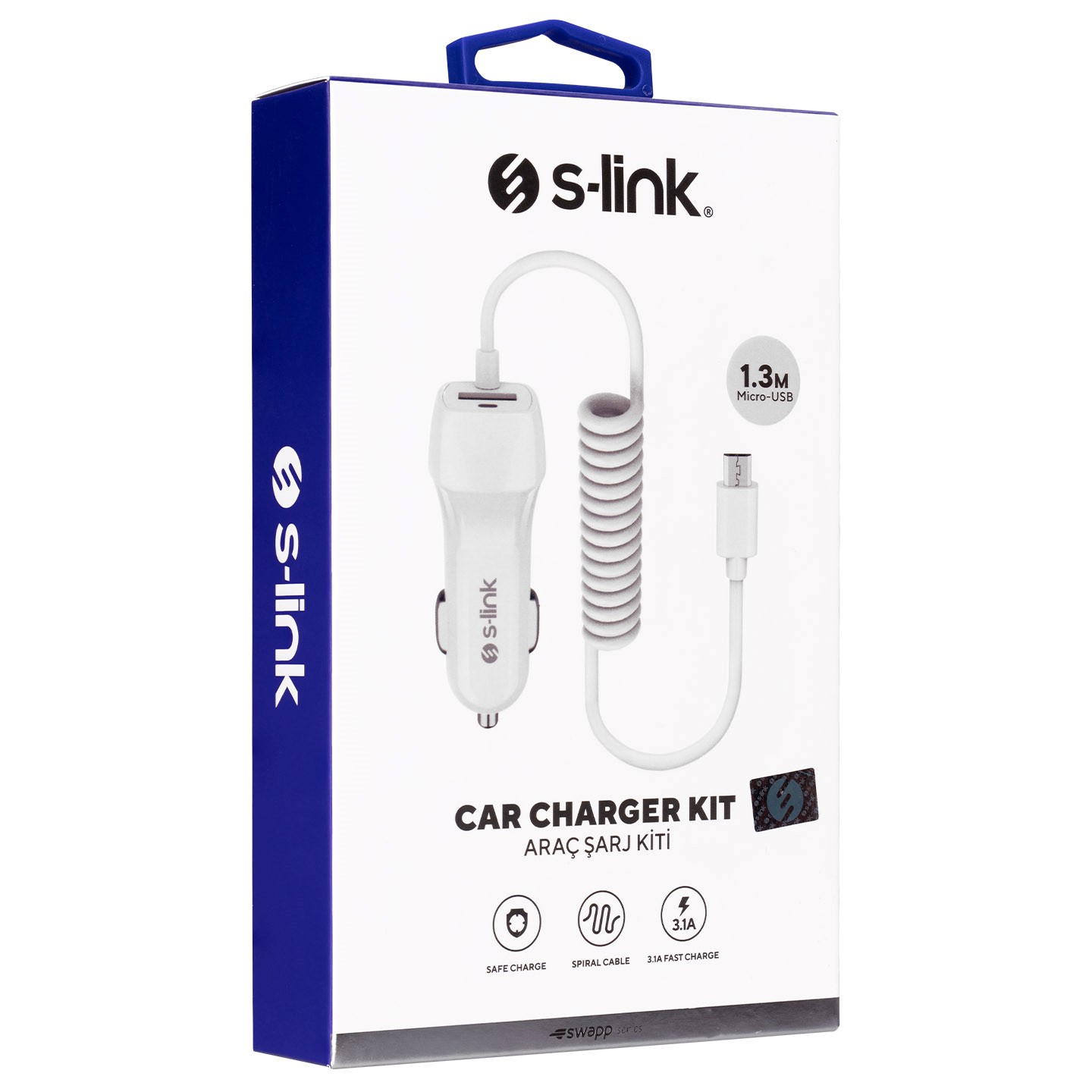 S-LINK SWAPP SW-C535 1 USB + MICRO USB 12-24V 3.1A KABLOLU ARAC SARJ CIHAZI