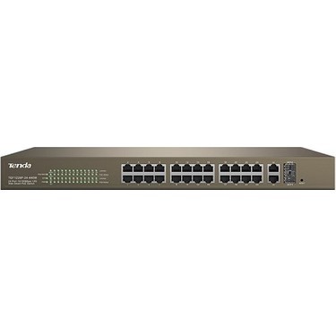 TENDA TEF1226P-24-370W 24 PORT POE+ 10-100 2 PORT 10-100-1000 2 PORT SFP SWITCH CELIK KASA RACK