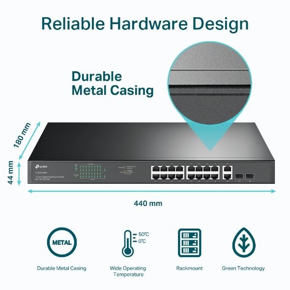 TL-SG1218MP TP-LINK 18 PORT GIGABIT RACK 16 POE SWTICH