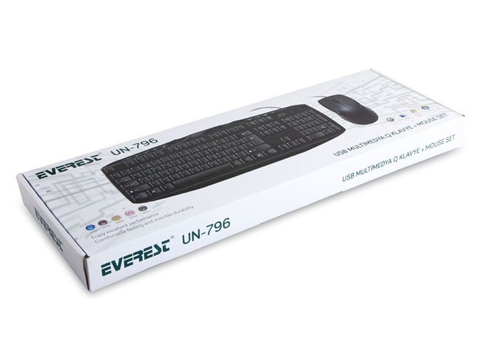 EVEREST UN-796 Q TR MM KLAVYE + OPTIK MOUSE SET SIYAH USB