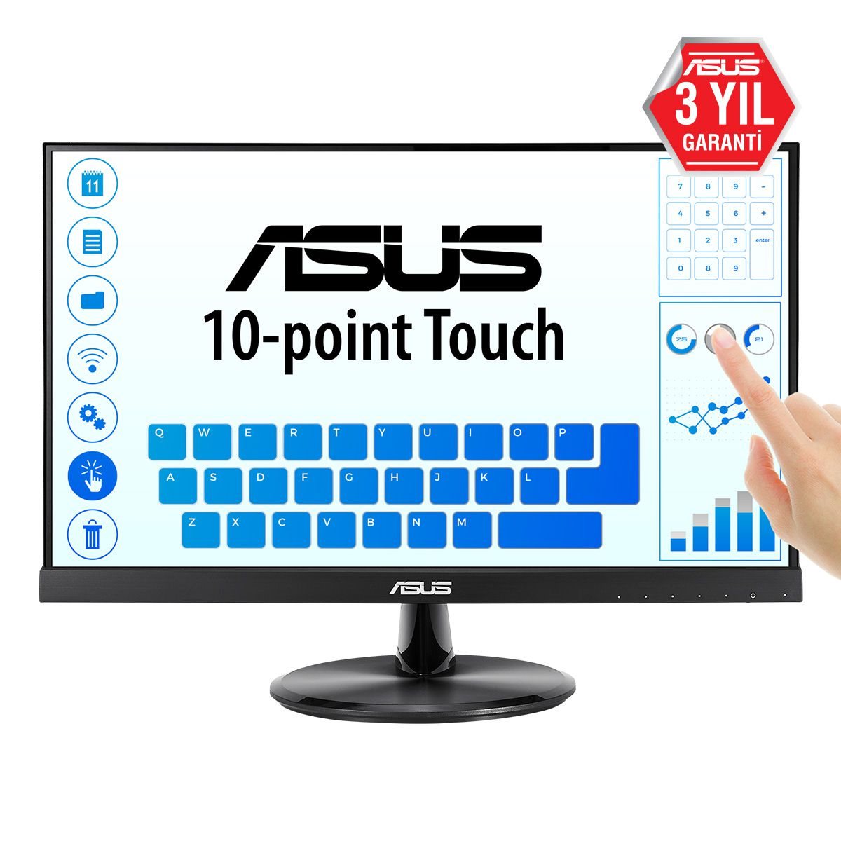 21,5 ASUS VT229H IPS 1920X1080 5MS 3YIL HDMI,VGA VESA, 10 PARMAK DOKUNMAT