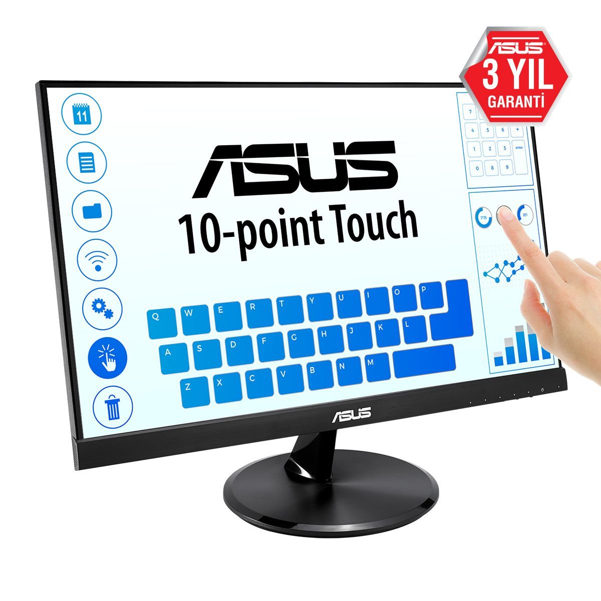 21,5 ASUS VT229H IPS 1920X1080 5MS 3YIL HDMI,VGA VESA, 10 PARMAK DOKUNMAT