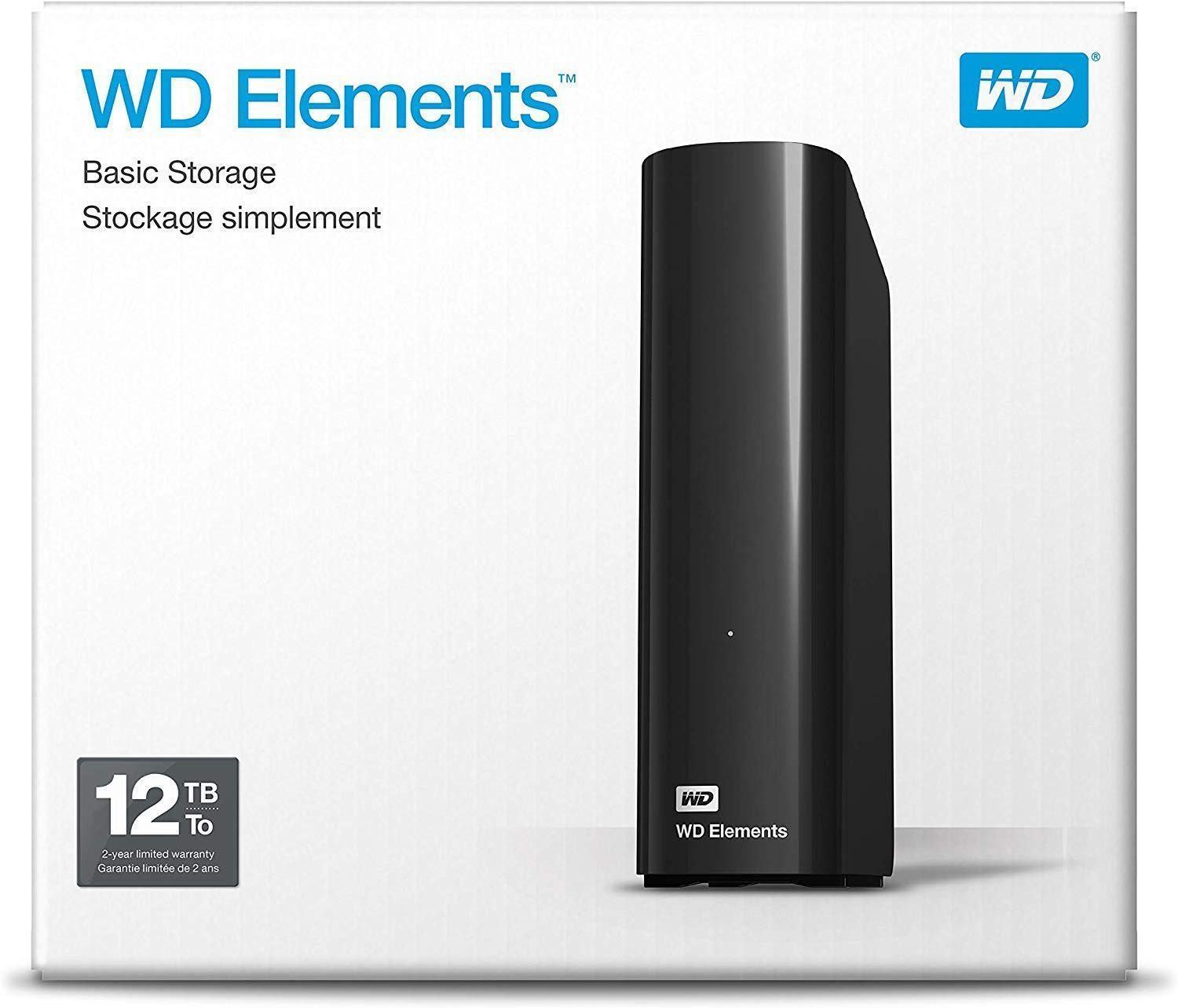 WD ELEMENTS DESKTOP 12TB 3.5 USB 3.0 BLACK WDBWLG0120HBK-EESN