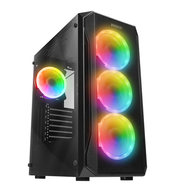 EVEREST X-RACER PEAK 600W TEMPERLİ CAMLI 4*12CM RGB FAN ATX MIDI TOWER GAMING OYUNCU KASASI